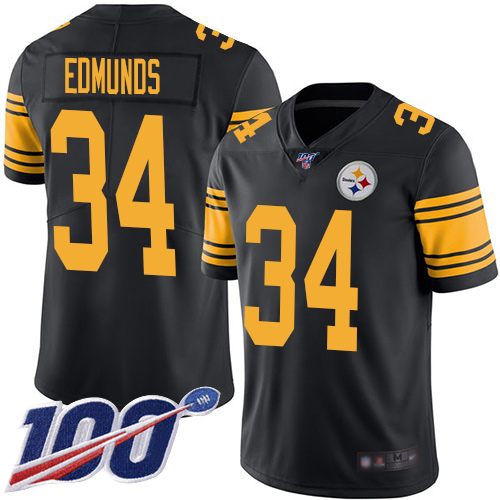 Youth Pittsburgh Steelers Football #34 Limited Black Terrell Edmunds 100th Season Rush Vapor Untouchable Nike NFL Jersey->youth nfl jersey->Youth Jersey